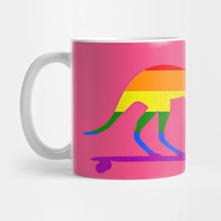 Skater Kangaroo Longboard Skateboard Rainbow Flag Kids Gift Mug